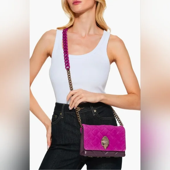 NWT Kurt Geiger Mini Kensington Quilted Suede Crossbody Bag - Picture 4 of 14